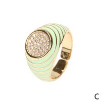 Cute Candy Color Zircon New Trendy Fashion Personality Copper Drip Oil Ring Wholesale sku image 3