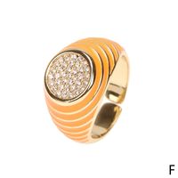 Cute Candy Color Zircon New Trendy Fashion Personality Copper Drip Oil Ring Wholesale sku image 5