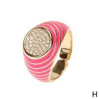 Cute Candy Color Zircon New Trendy Fashion Personality Copper Drip Oil Ring Wholesale sku image 7