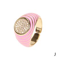 Cute Candy Color Zircon New Trendy Fashion Personality Copper Drip Oil Ring Wholesale sku image 9