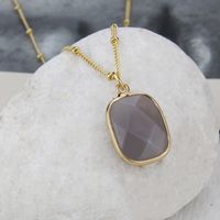 Ins European And American New Gold-plated Colored Stone Necklace  Spot Direct Supply Simple Square Simple Pendant main image 3