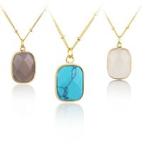 Ins European And American New Gold-plated Colored Stone Necklace  Spot Direct Supply Simple Square Simple Pendant main image 6
