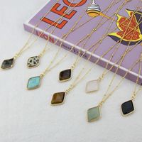 New Color Natural Stone Copper Gold-plated Diamond Natural Stone Pendant  Necklace main image 3