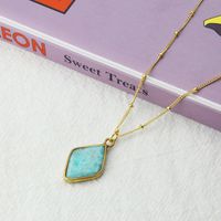 New Color Natural Stone Copper Gold-plated Diamond Natural Stone Pendant  Necklace main image 5