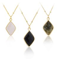 New Color Natural Stone Copper Gold-plated Diamond Natural Stone Pendant  Necklace main image 6