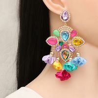 New Bohemian Color Diamond Flower Female Earrings Personality Accessories Wholesale main image 5