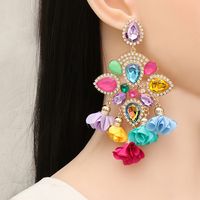 Nouveau Bohème Couleur Diamant Fleur Femme Boucles D'oreilles Personnalité Accessoires En Gros main image 5