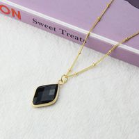 New Color Natural Stone Copper Gold-plated Diamond Natural Stone Pendant  Necklace sku image 1