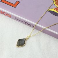 New Color Natural Stone Copper Gold-plated Diamond Natural Stone Pendant  Necklace sku image 3