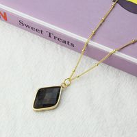 New Color Natural Stone Copper Gold-plated Diamond Natural Stone Pendant  Necklace sku image 4