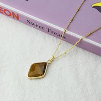 New Color Natural Stone Copper Gold-plated Diamond Natural Stone Pendant  Necklace sku image 5
