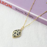 New Color Natural Stone Copper Gold-plated Diamond Natural Stone Pendant  Necklace sku image 7