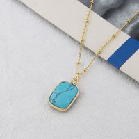 Ins European And American New Gold-plated Colored Stone Necklace  Spot Direct Supply Simple Square Simple Pendant sku image 1