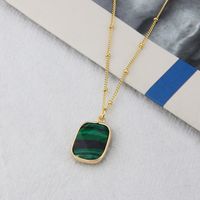 Ins European And American New Gold-plated Colored Stone Necklace  Spot Direct Supply Simple Square Simple Pendant sku image 2