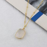 Ins European And American New Gold-plated Colored Stone Necklace  Spot Direct Supply Simple Square Simple Pendant sku image 4