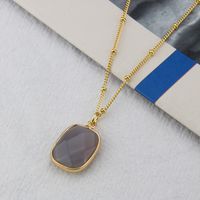 Ins European And American New Gold-plated Colored Stone Necklace  Spot Direct Supply Simple Square Simple Pendant sku image 3