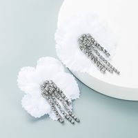 Cross-border New Arrival Exaggerated Alloy Diamond Ins Style Cloth Large Flower Earrings Female Tassel Za Earring With Same Kind Wholesale main image 5