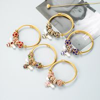 Wholesale Jewelry Fashion Alloy Titanium Steel Rhinestones 14K Gold Plated Plating Bracelets main image 4
