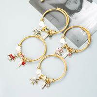Wholesale Jewelry Fashion Geometric Alloy Titanium Steel Artificial Gemstones 14K Gold Plated Plating Bracelets main image 3