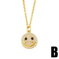 European And American Diamond Smiley Face Pendant Necklace For Women Ins Simple Hip Hop Vintage Sweater Chain Cross-border Autumn And Winter New Nkz52 main image 4