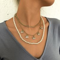 Perlen-mehrschicht-schmetterlings-klauen-kette Gestapelt Kleine Retro-temperament-persönlichkeits-halskette main image 1