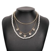 Pearl Multi-layer Butterfly Claw Chain Stacked Small Retro Temperament Personality Necklace main image 6