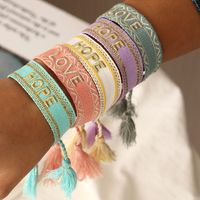 Ethnic Trend Hand-woven Retro Embroidery Love Letter Tassel Hand Rope Bracelet main image 2