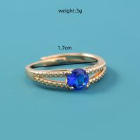 European And American Cross-border New Simple Gem Blue Zircon Ring Opening Adjustable Ring main image 4
