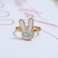 Cute Cartoon Simple Alloy Drip Ring Japan And South Korea Fashion Niche Design Open Bunny Ring main image 1