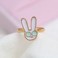 Cute Cartoon Simple Alloy Drip Ring Japan And South Korea Fashion Niche Design Open Bunny Ring main image 3