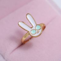 Cute Cartoon Simple Alloy Drip Ring Japan And South Korea Fashion Niche Design Open Bunny Ring main image 4