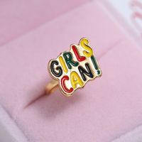 European And American Fashion Simple Oil Drip Letter Creative Design Sense Opening Adjustable Joint Ring main image 4
