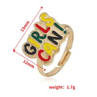 European And American Fashion Simple Oil Drip Letter Creative Design Sense Opening Adjustable Joint Ring main image 5