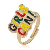European And American Fashion Simple Oil Drip Letter Creative Design Sense Opening Adjustable Joint Ring main image 6