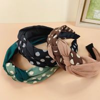 Retro Polka Dot Hairpin Braided Wide Side Twisted Color Matching Polka Dot Headband main image 5