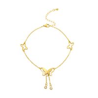 European And American Simple Tassel Butterfly Titanium Steel 18k Real Gold Anklet Wholesale main image 6