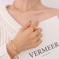 Simple Geometric Metal Element Necklace Titanium Steel 18k Gold Bracelet Jewelry Wholesale main image 5