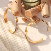 Corée Du Sud Niche Incrusté De Zircon Ouverture Géométrique Twist Bracelet Bijoux Titane Acier Bracelet En Or 18 Carats main image 2