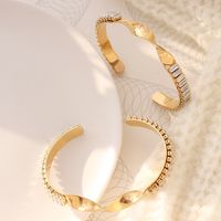 South Korea Niche Inlaid Zircon Opening Geometric Twist Bracelet Jewelry Titanium Steel 18k Gold Bracelet main image 3