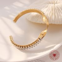 South Korea Niche Inlaid Zircon Opening Geometric Twist Bracelet Jewelry Titanium Steel 18k Gold Bracelet main image 4