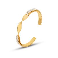 Corée Du Sud Niche Incrusté De Zircon Ouverture Géométrique Twist Bracelet Bijoux Titane Acier Bracelet En Or 18 Carats main image 6