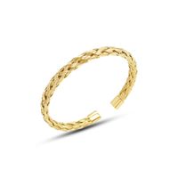 Simple Retro Bamboo Open Bracelet Woven Jewelry Titanium Steel Material Plated 18k Gold Bracelet main image 6