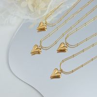 Fashion Mini Peach Heart Titanium Steel Necklace Wholesale main image 1