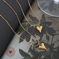 Fashion Mini Peach Heart Titanium Steel Necklace Wholesale main image 4