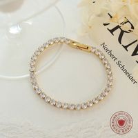 Korean Minimalist New Starry Zircon Titanium Steel 18k Gold Plated Bracelet main image 3