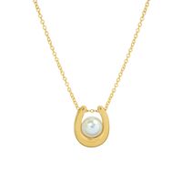 Marka French Ins Style Trendy Light Luxury Simple U-shaped Pearl Pendant Necklace Titanium Steel Plated 18k Real Gold P107 main image 6