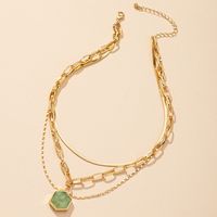 European And American Three-layer Crystal Bud Resin Necklace main image 4