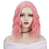 Wig European And American Ladies Wig Small Lace Front Lace Synthetic Wigs Pink Water Ripple Short Curly Wig main image 6