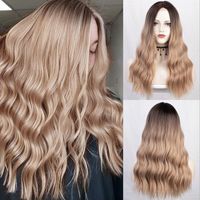 Wig European And American Ladies Wig Front Lace Small Lace Long Curly Hair Fluffy Water Ripple Wig Head Cover Wigs main image 1