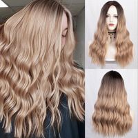 Wig European And American Ladies Wig Front Lace Small Lace Long Curly Hair Fluffy Water Ripple Wig Head Cover Wigs main image 2
